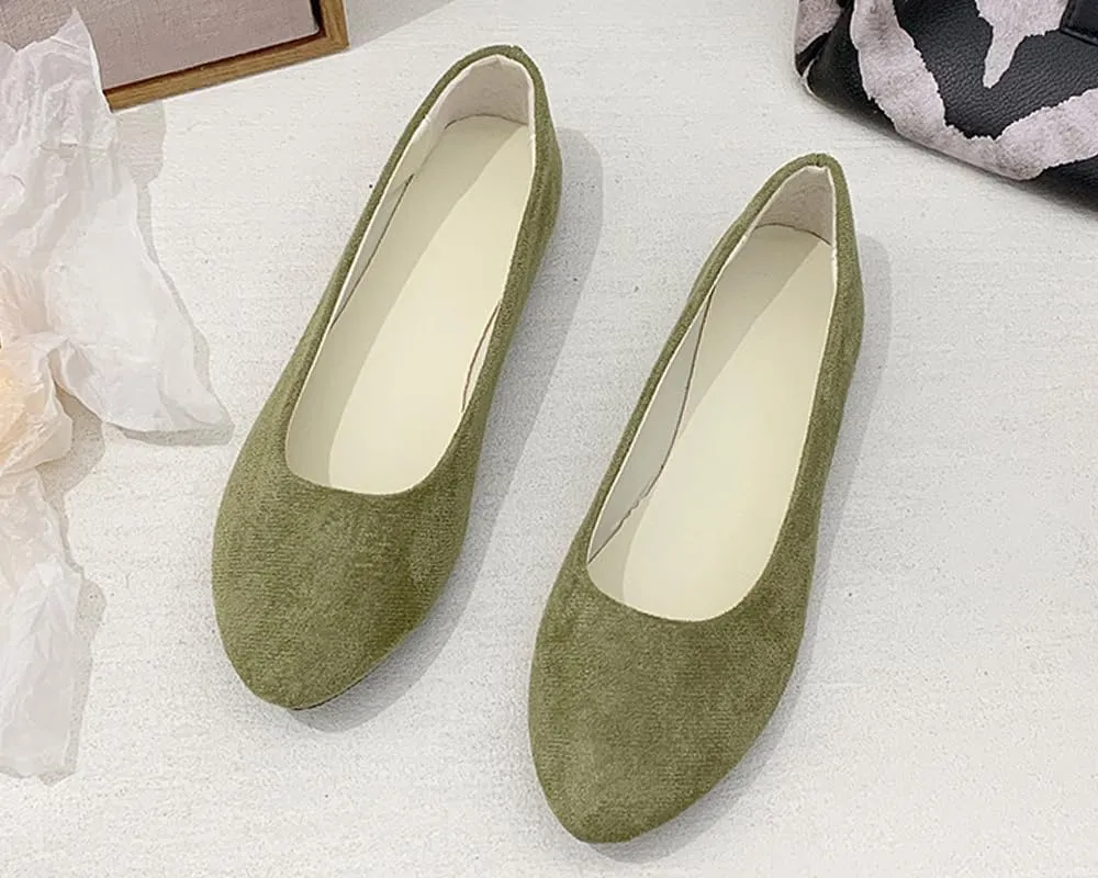 Flats Women's Shoes Pointed Toe Faux Suede Flat Walking Shoes Ladies Casual Flats Comfortable Soft-Soled Slip On Loafers Low Heels Ballet Flats Classic Dressy Shoes Office Work Party
