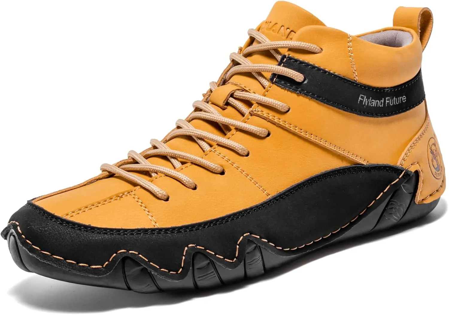 FLYLAND Men's Casual Leather Sneakers Fashion Chukka Boots Lightweight Dress Boots Lace Up Walking Driving Shoes