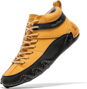 FLYLAND Men's Casual Leather Sneakers Fashion Chukka Boots Lightweight Dress Boots Lace Up Walking Driving Shoes