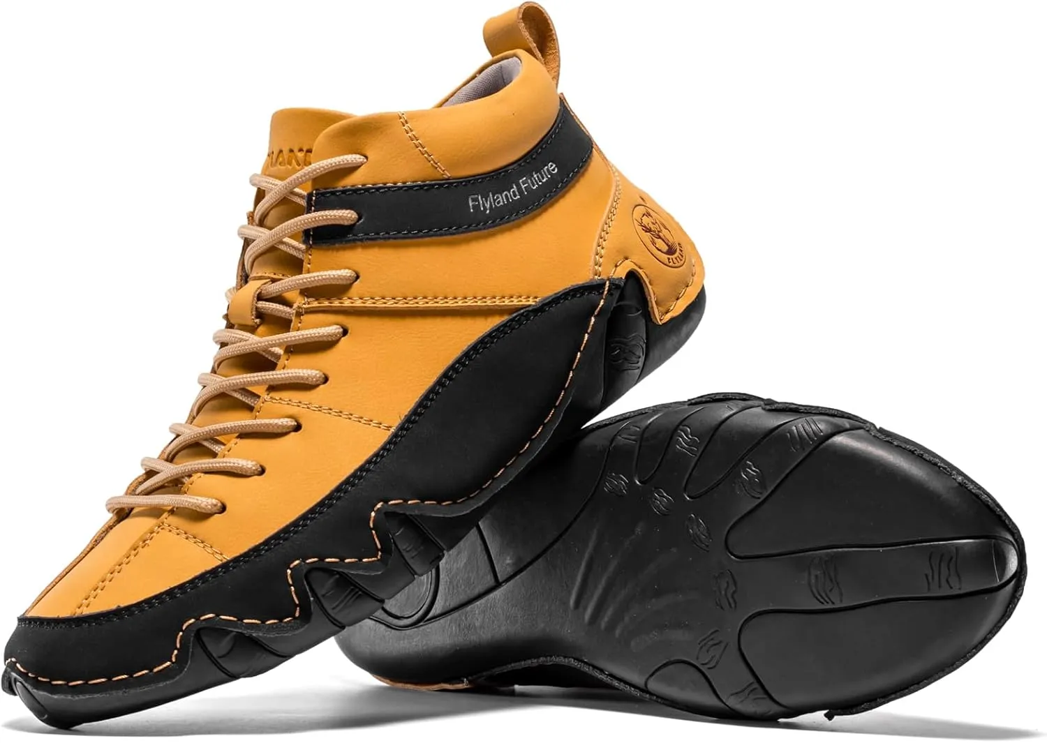 FLYLAND Men's Casual Leather Sneakers Fashion Chukka Boots Lightweight Dress Boots Lace Up Walking Driving Shoes