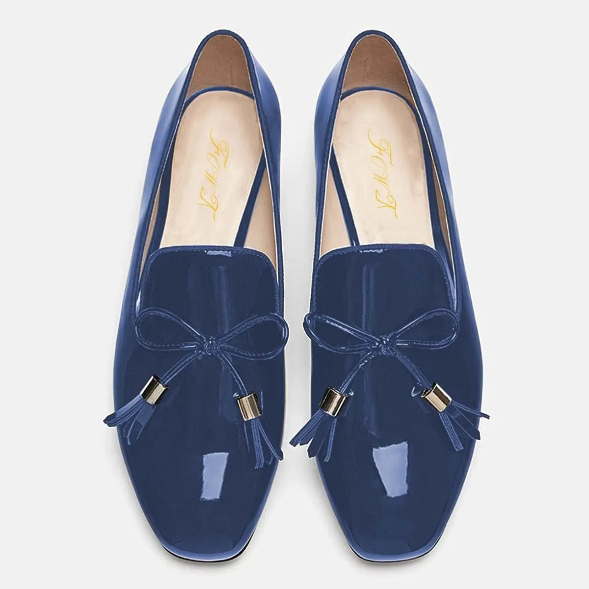 FOWT Women Cute Bow Knot Almond Toe Loafers Rose Golden Low Chunky Heel Pumps Slip On Lace Up Flat Shoes Party Dress Prom 4-16 US Size