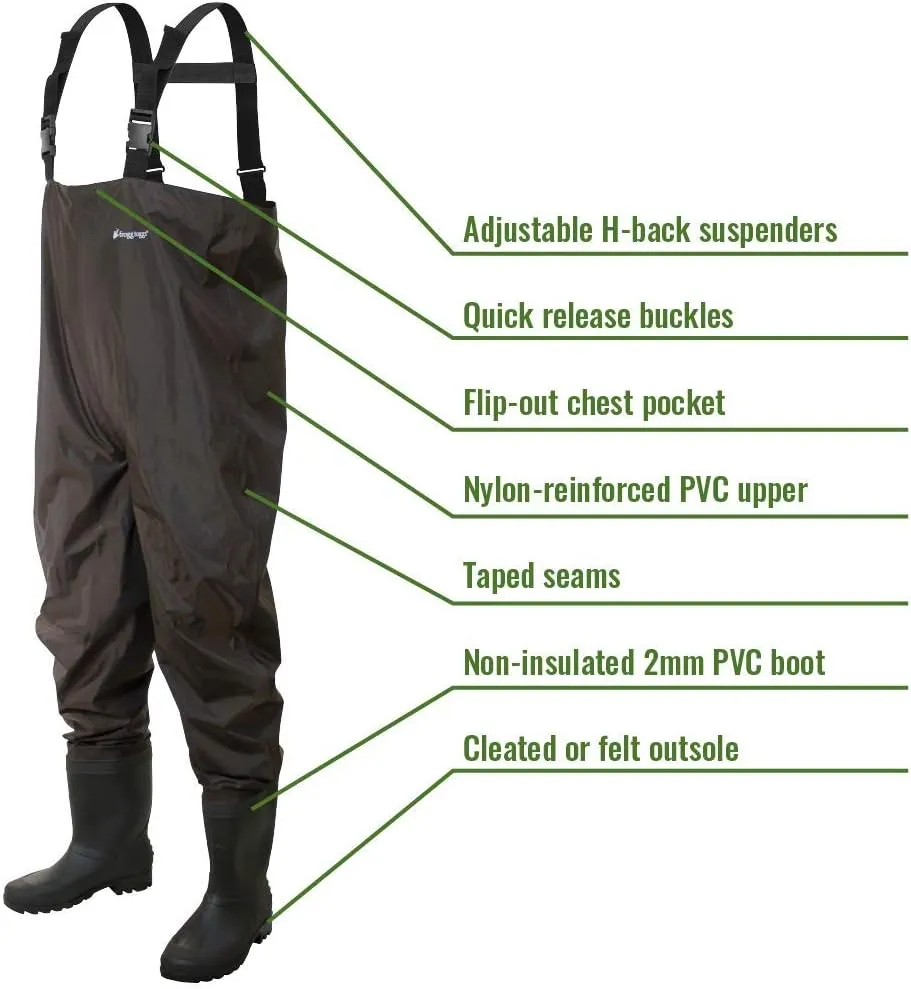 FROGG TOGGS Men's Rana II PVC Waterproof Fishing Bootfoot Chest Wader for Fishing