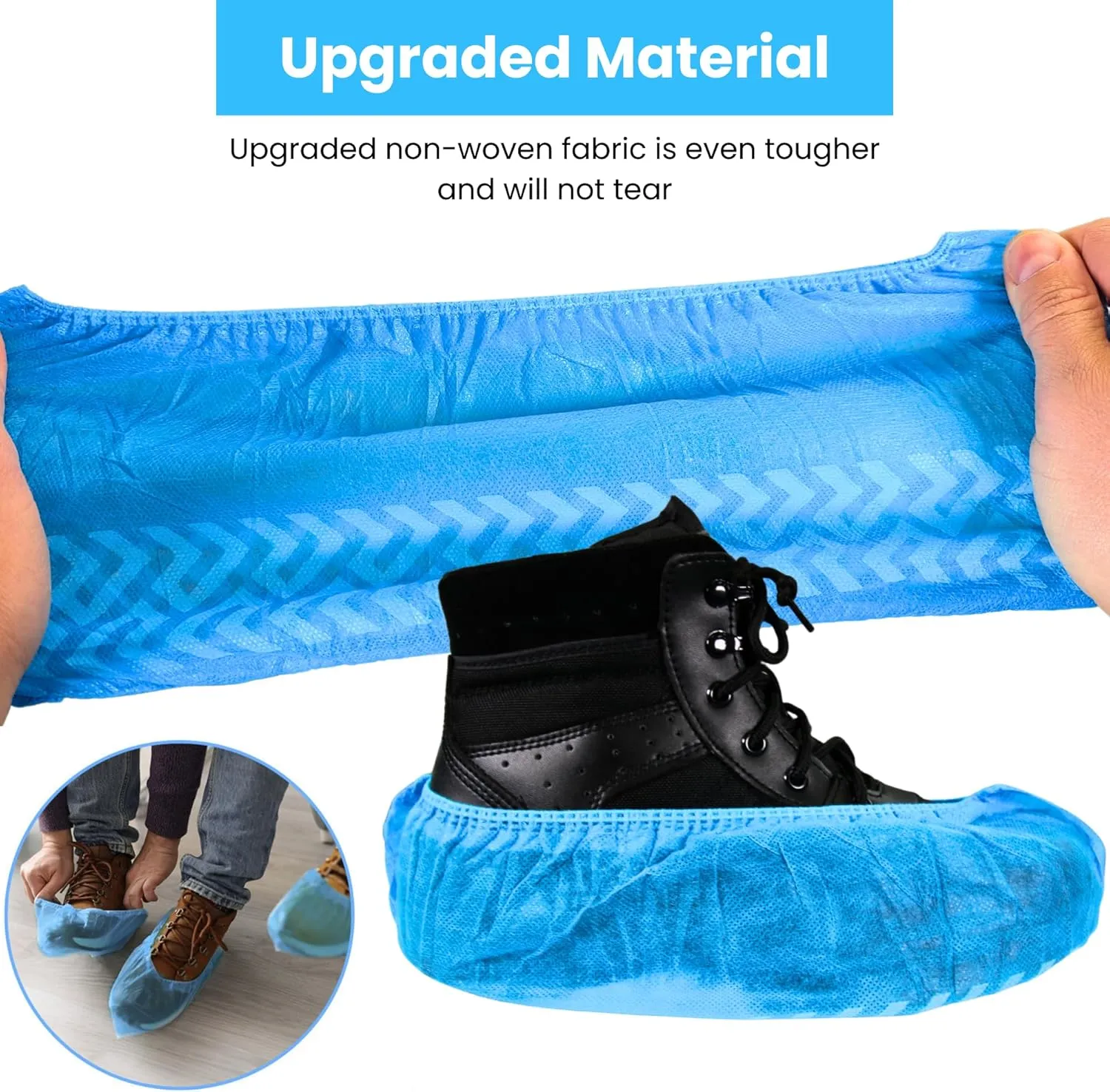 Frontline Disposable Shoe Covers Non-Slip – Premium Non-Woven, Durable, Booties Shoe Protectors – Water Resistant Thick Anti-Slip - One Size Fits Most, Indoor Use (1000 Pack)