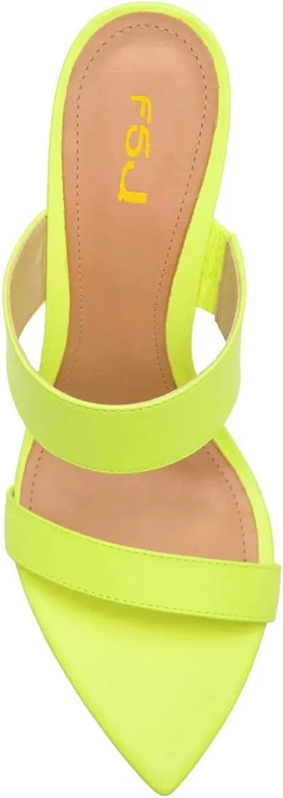 FSJ Women Fashion Open Toe Wedge Sandals High Heels Mules Double Straps Slip On Shoes Size 4-15 US