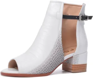 FSJ Women Peep Open Toe Sandals Boot Cut Out Buckle Ankle Bootie Comfortable Stacked Block Low Heeled Summer Sandal Shoes Size 4-15 M US