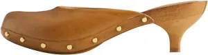 FSJ Women Retro Round Closed Toe Mules Wooden Kitten Heel Trendy Studded Slide Sandals Vintage Dressy Pumps Shoes Size 4-16 US