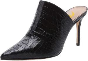 FSJ Women Slip On Closed Pointed Toe Mules Slide Sandals Stiletto High Heels Classic Summer Shoes Size 4-15 US
