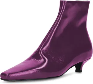 FSJ Women Square Closed Toe Ankle Boots Low Kitten Heel Side Zipper Fashion Short Booties Comfy Prom Party Shoes Size 4-16 US