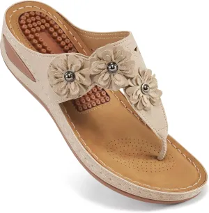 FUDYNMALC Sandals Women Wedge Shoes: Summer Dressy Flip Flops Comfortable Orthopedic Platform Footwear Casual Walking Wedges