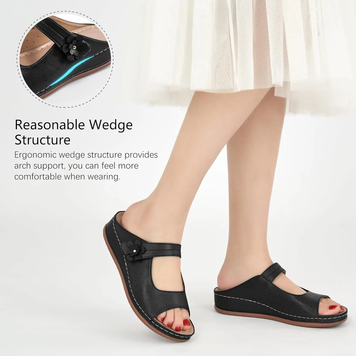 FUDYNMALC Womens Slides Sandals Orthopedic: Comfortable Summer Beach Platform Shoes Ladies Dressy Walking Wedge