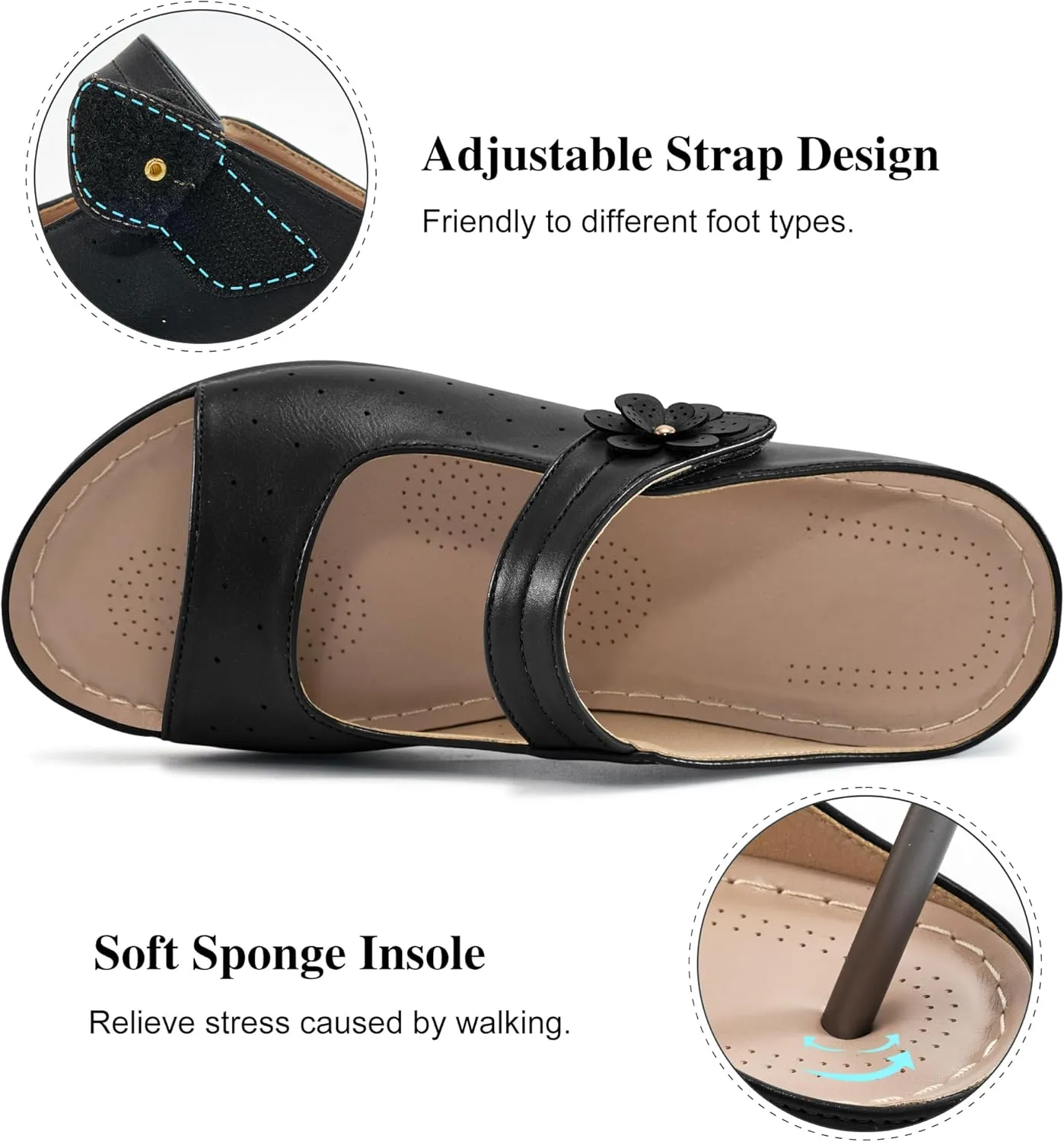 FUDYNMALC Womens Slides Sandals Orthopedic: Comfortable Summer Beach Platform Shoes Ladies Dressy Walking Wedge