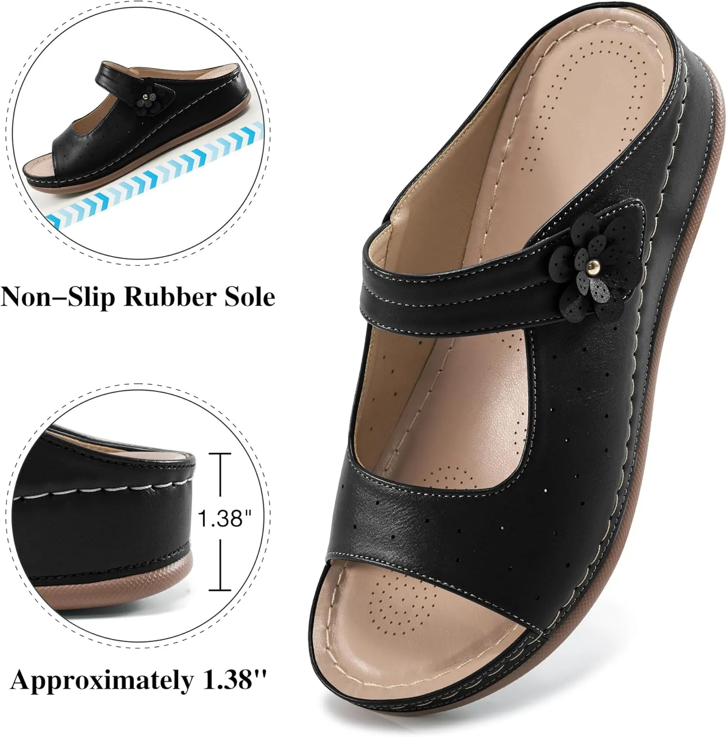 FUDYNMALC Womens Slides Sandals Orthopedic: Comfortable Summer Beach Platform Shoes Ladies Dressy Walking Wedge