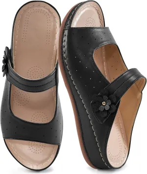 FUDYNMALC Womens Slides Sandals Orthopedic: Comfortable Summer Beach Platform Shoes Ladies Dressy Walking Wedge