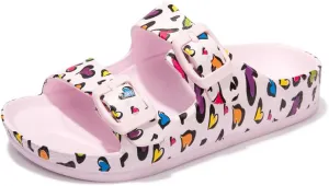 FUNKYMONKEY Unisex-Child Slides Double Buckle Adjustable EVA Flat Sandals for Boys Girls