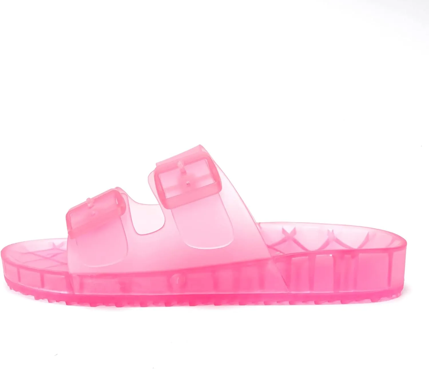 FUNKYMONKEY Women's Comfort Slides Double Buckle Adjustable Plastics Flat Sandals