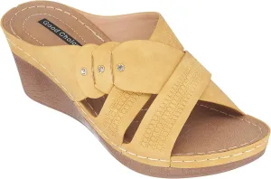G.C. Shoes Dorty Wedge Sandals Memory Foam Footbed with Round open toe and Slip Resistant Sole