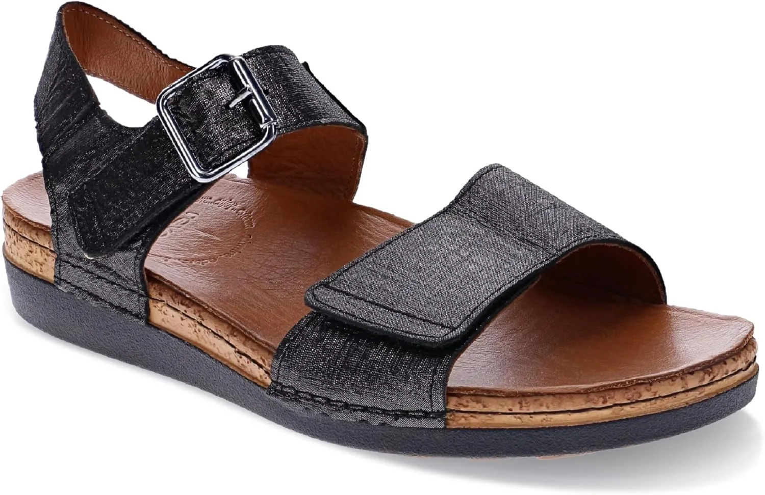Georgia Women's Sandals - Premium Leather - Adjustable Velcro Strap - Contoured Footbed with Arch Support - Removable Footbed for Custom Orthotics