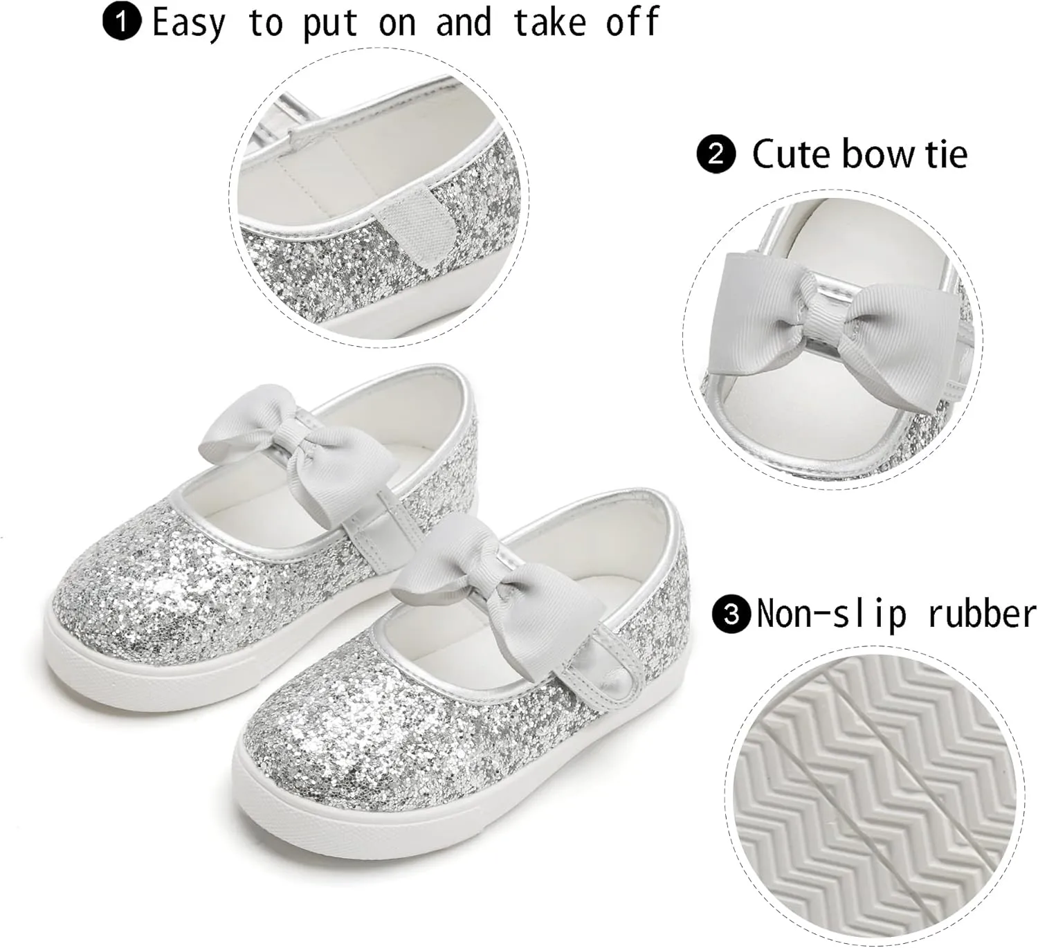 GINFIVE Toddler Girls Sneakers Little Girls Slip On Shoes Glitter Sneakers Todder