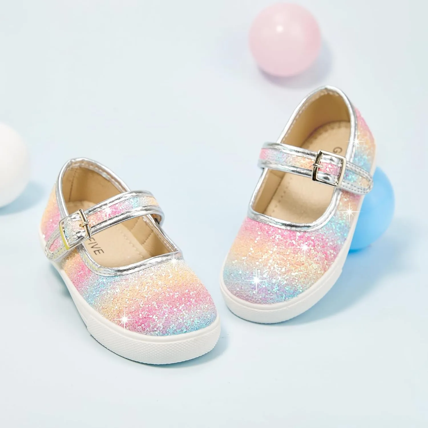 GINFIVE Toddler Girls Sneakers Little Girls Slip On Shoes Glitter Sneakers Toddler