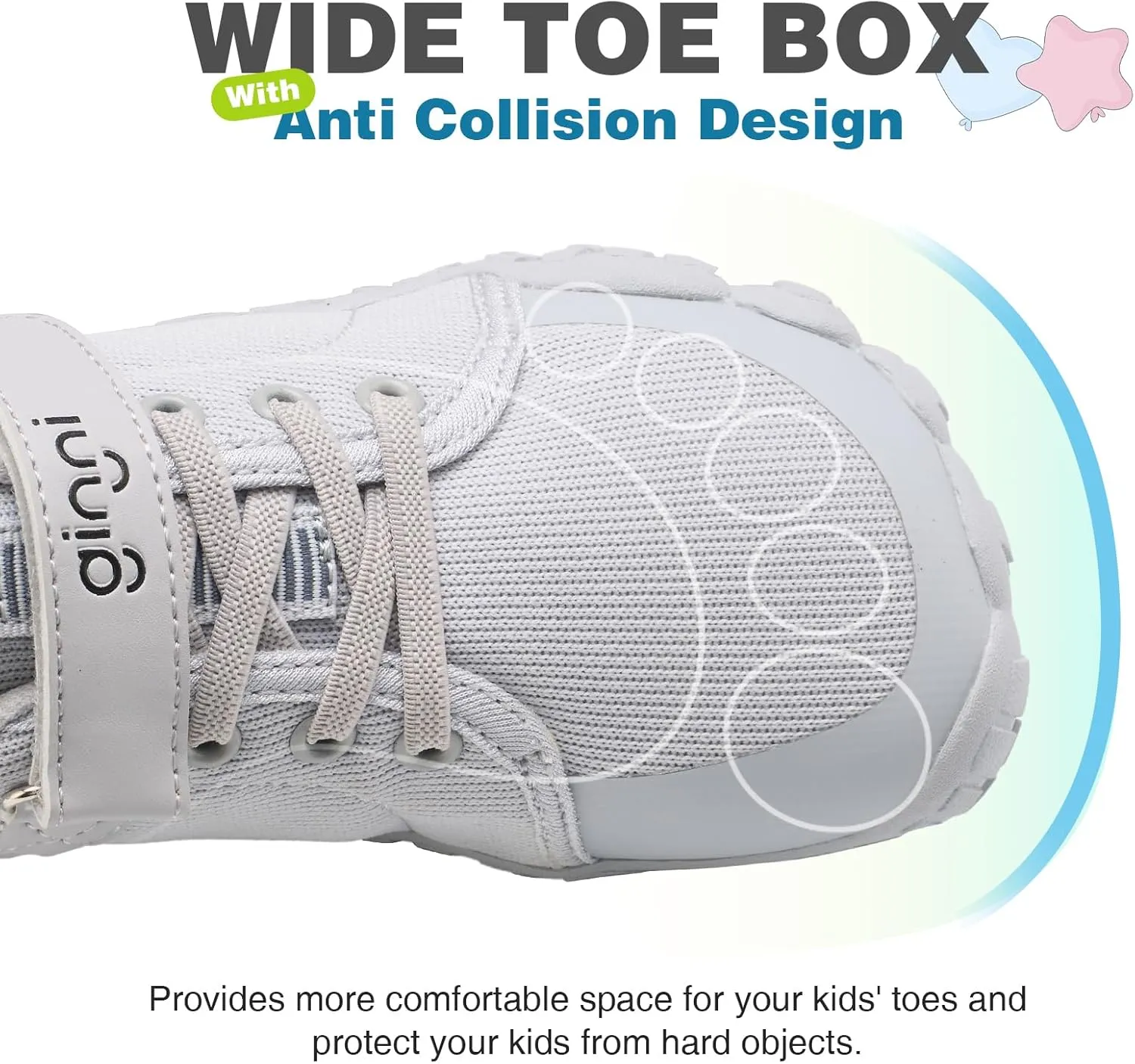 GINNI Boys Girls Barefoot Shoes - Lightweight Walking Running Athletic Sneakers, Breathable Zero Drop, Naturally Splay Wide Toe Box for Toddler, Little and Big Kids