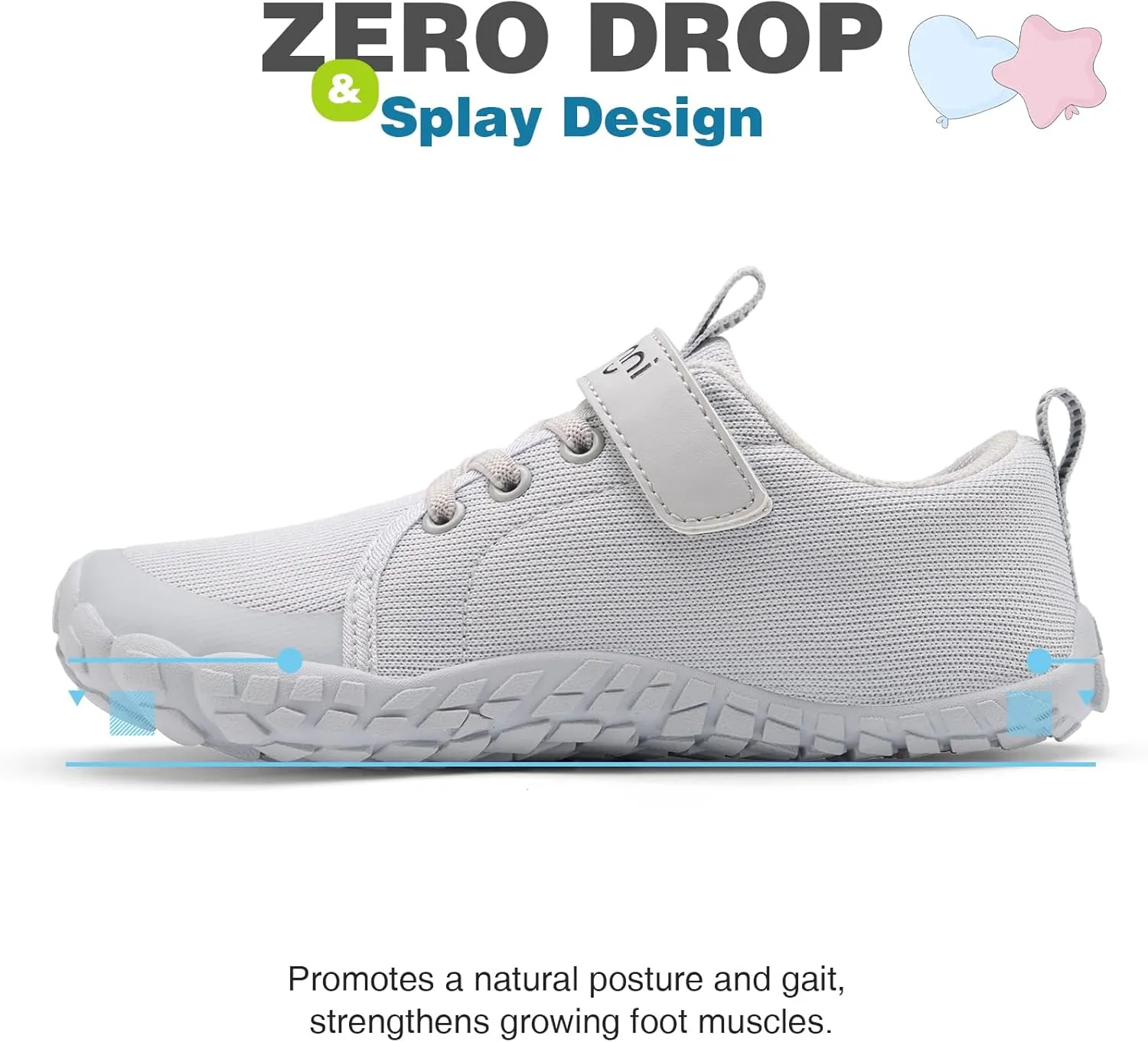 GINNI Boys Girls Barefoot Shoes - Lightweight Walking Running Athletic Sneakers, Breathable Zero Drop, Naturally Splay Wide Toe Box for Toddler, Little and Big Kids