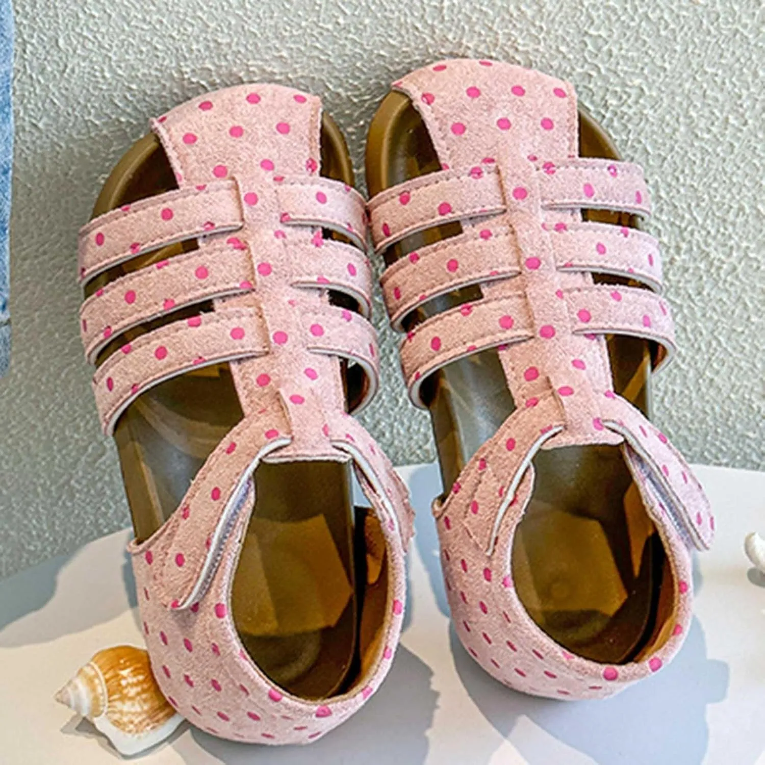 Girl Sandals Girls Polka Dot Sandals Children's Hollow Breathable Closed Toe Beach Shoes Girls Shoes
