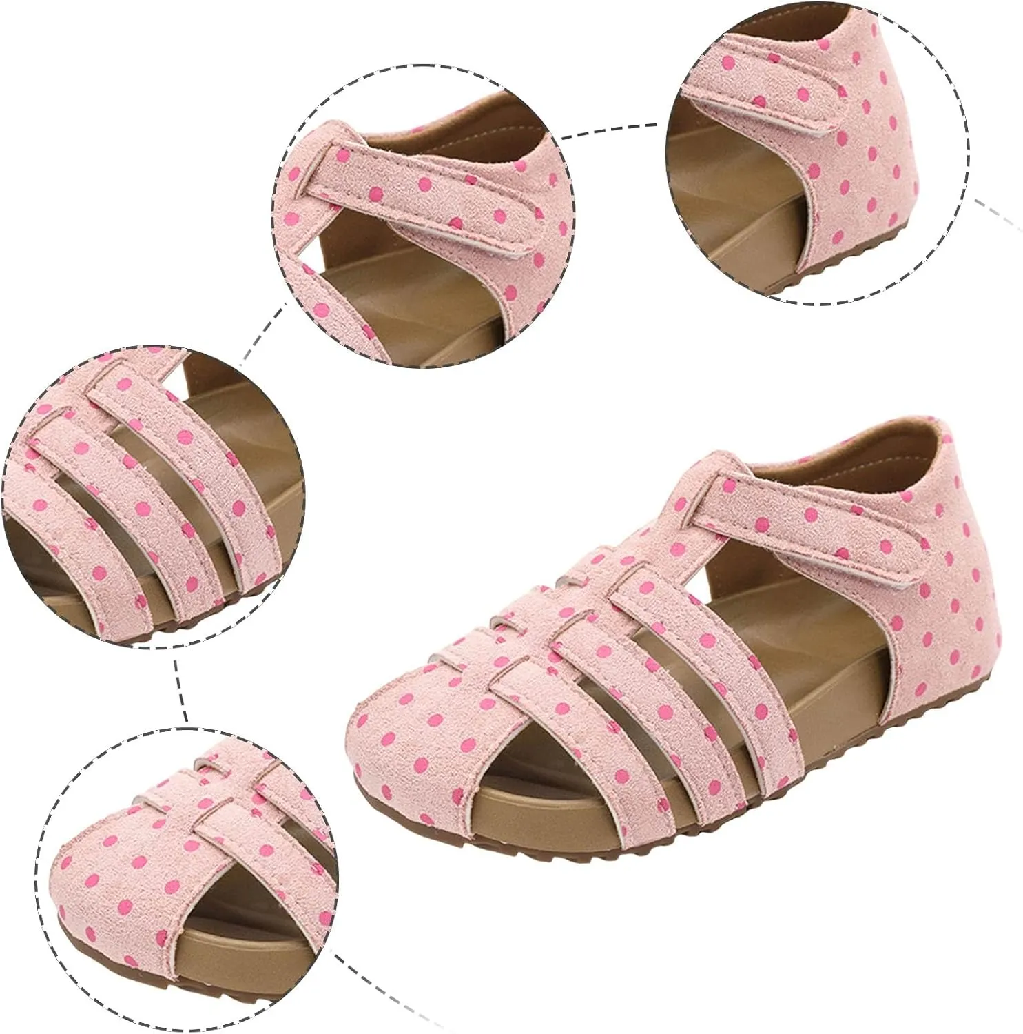 Girl Sandals Girls Polka Dot Sandals Children's Hollow Breathable Closed Toe Beach Shoes Girls Shoes