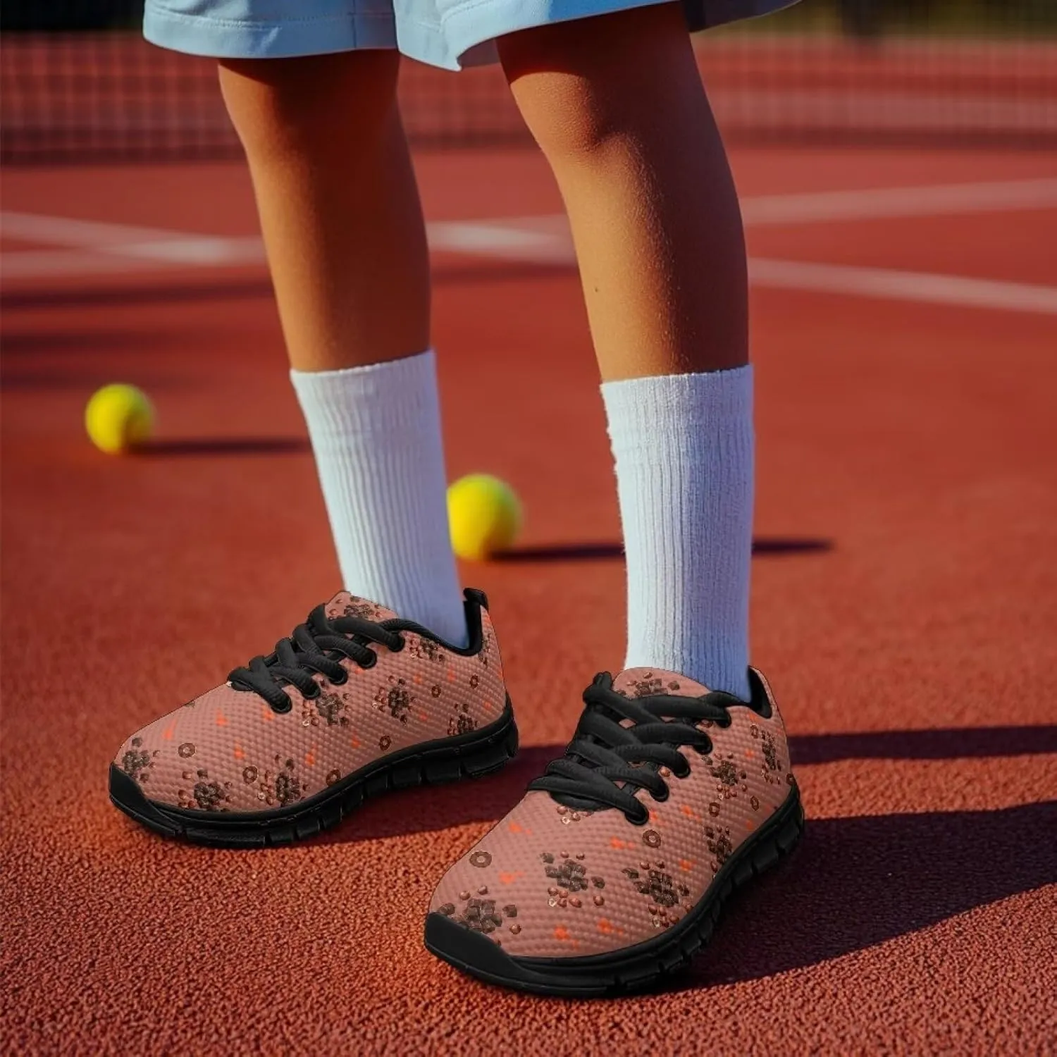 Girls Boys School Casual Sports Sneakers Anti-Skid Slip On Sneakers Stylish Lace-Up Hiking Shoes for Outdoor US Little Kid 11-13 Big Kid 1-5 Black Sole