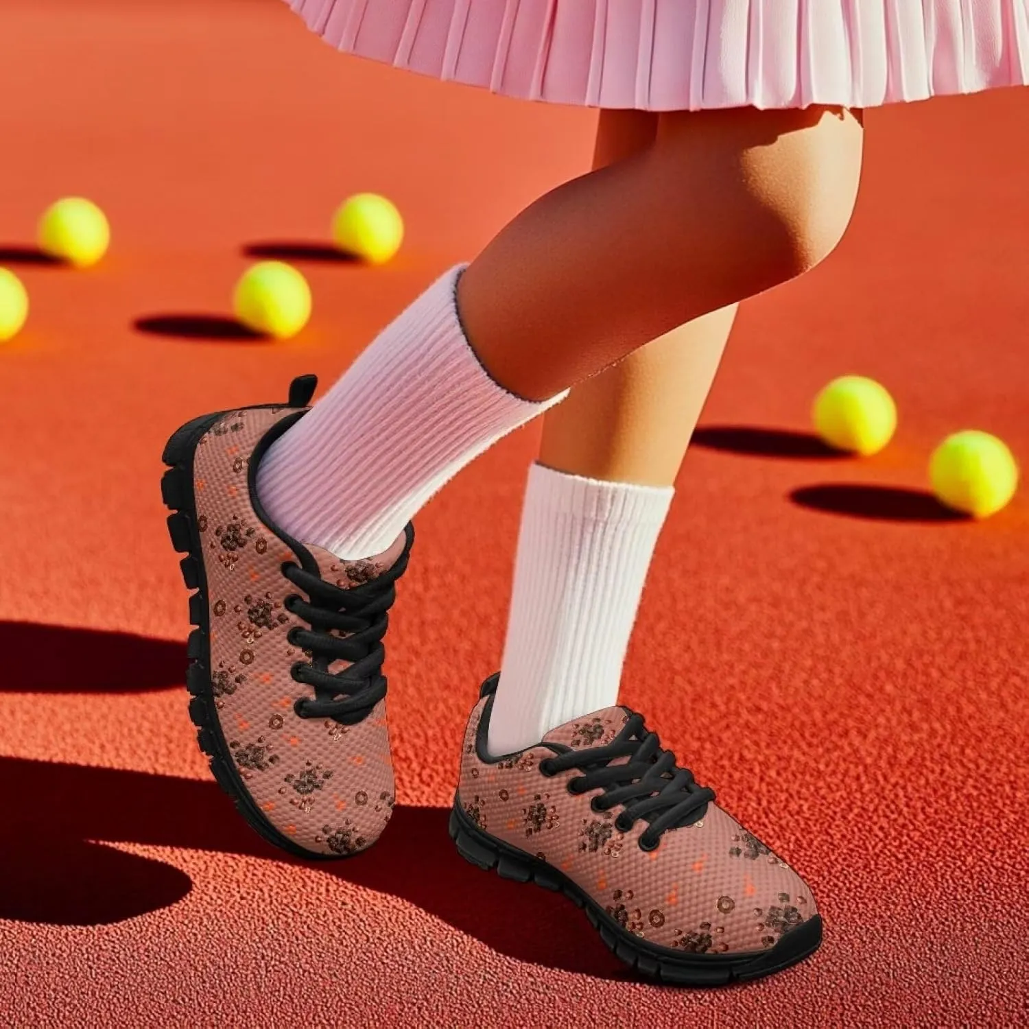 Girls Boys School Casual Sports Sneakers Anti-Skid Slip On Sneakers Stylish Lace-Up Hiking Shoes for Outdoor US Little Kid 11-13 Big Kid 1-5 Black Sole