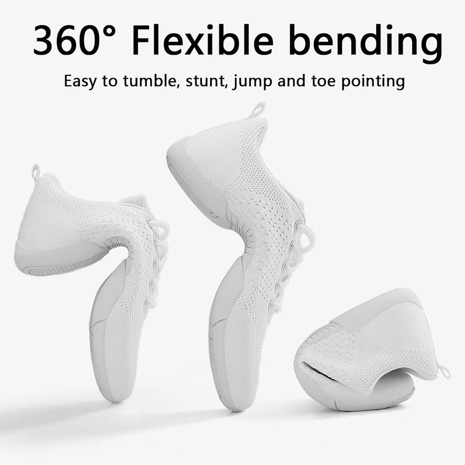Girls Cheer Shoes White Youth Cheerleading Shoes Dance Athletic Training Breathable Dancing Lightweight Competition Comfortable Sport Sneakers Little Kid Size 12 to Women 11.5