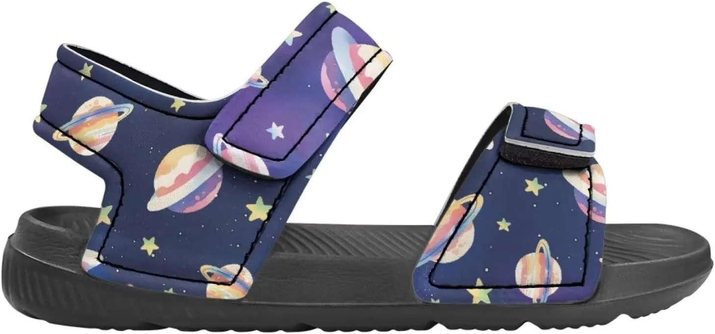 Girls Glitter Double Buckle Sandals Kids Open Toe Slippers Adjustable Strap Athletic Water Shoes for Toddlers