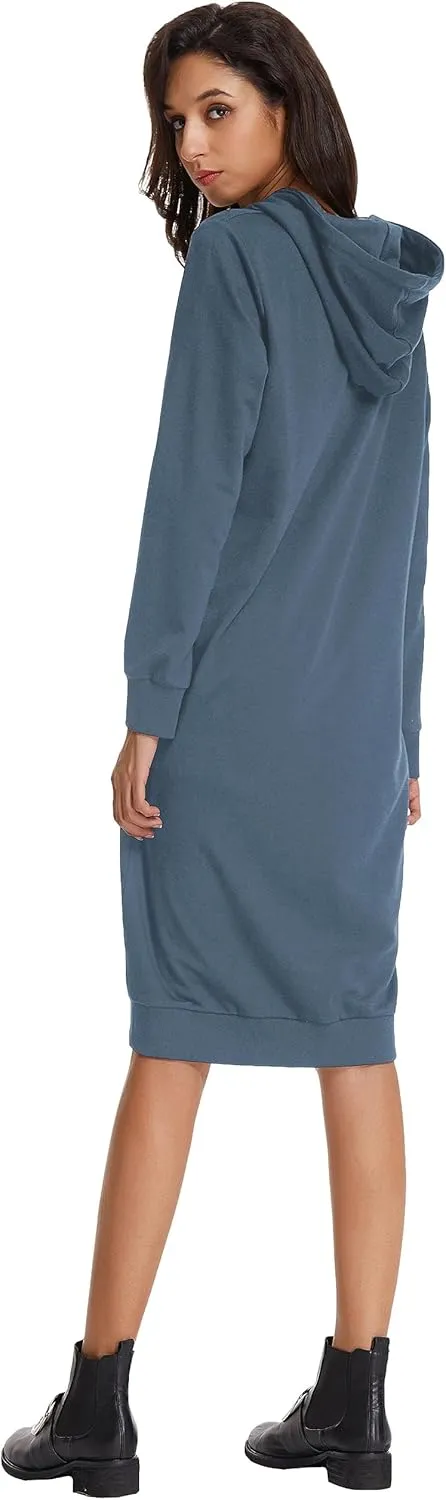 GRACE KARIN Women's Casual Pockets Zip up Hoodies Tunic Sweatshirt Long Hoodie Jacket