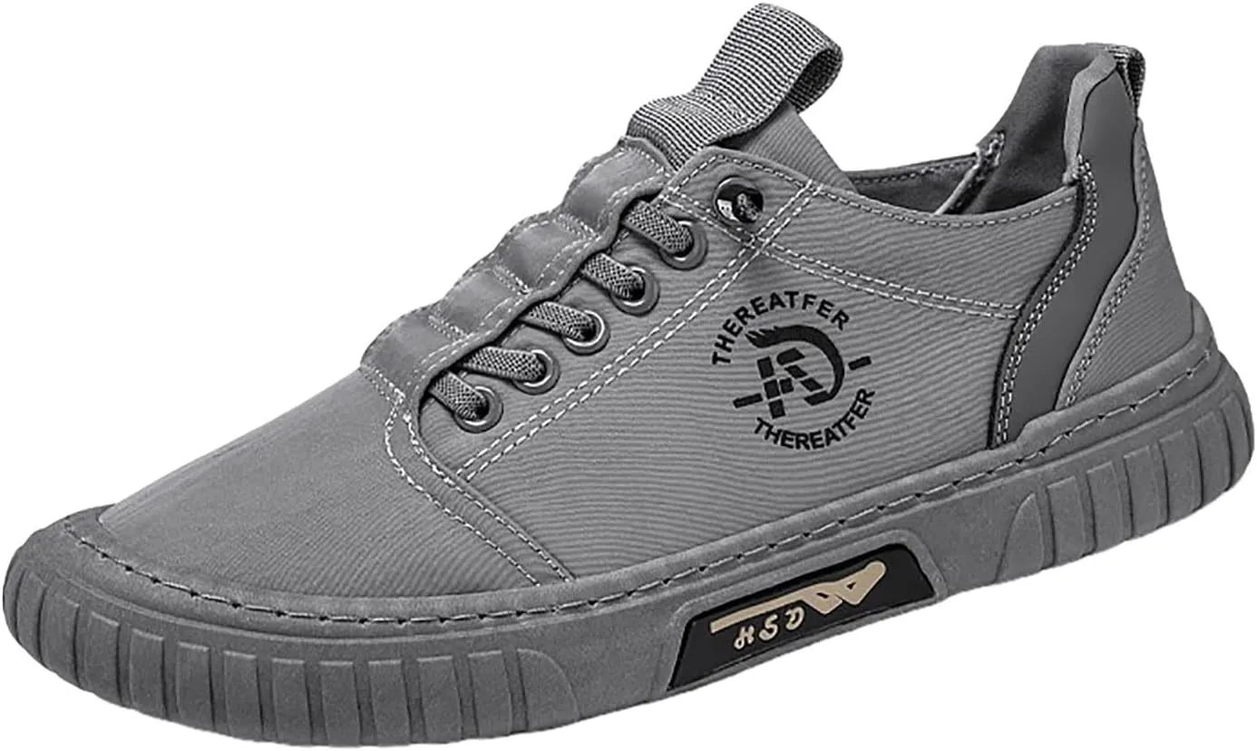 Grounded Footwear for Men Comfortable Flat Bottom Walking Shoes Lace Up Canvas Shoes Casual Dress Bass Men Loafer