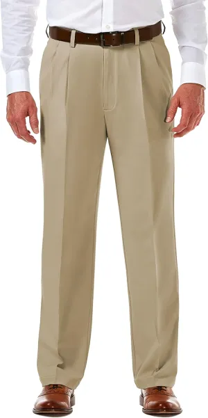 Haggar Men's Cool 18 Pro Classic Fit Pleat Front Dress Casual Stretch Golf Pant (Regular and Big & Tall Sizes)