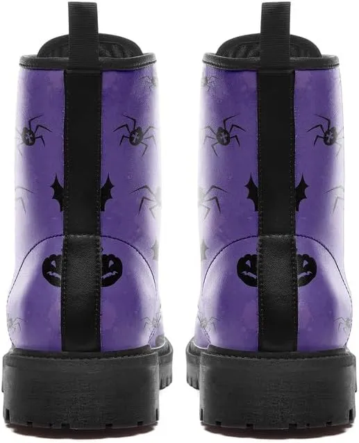 Halloween Gothic Combat Boots, Unisex Skull Platform Motorbike Leather Boots, Fashion Casual Winter Footwear