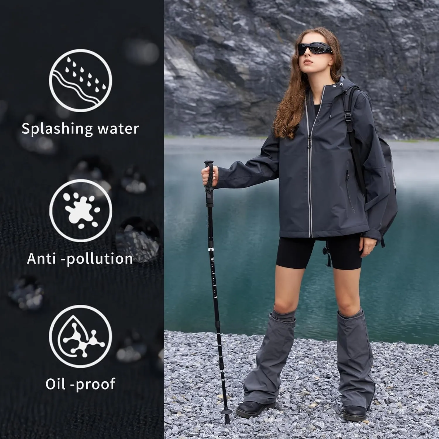 HALO RAIN Rain Jacket for Women Waterproof Lightweight Hooded Raincoat with Pocket Windbreaker Jacket for Mountain Hiking