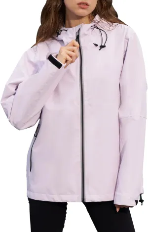 HALO RAIN Rain Jacket for Women Waterproof Lightweight Hooded Raincoat with Pocket Windbreaker Jacket for Mountain Hiking