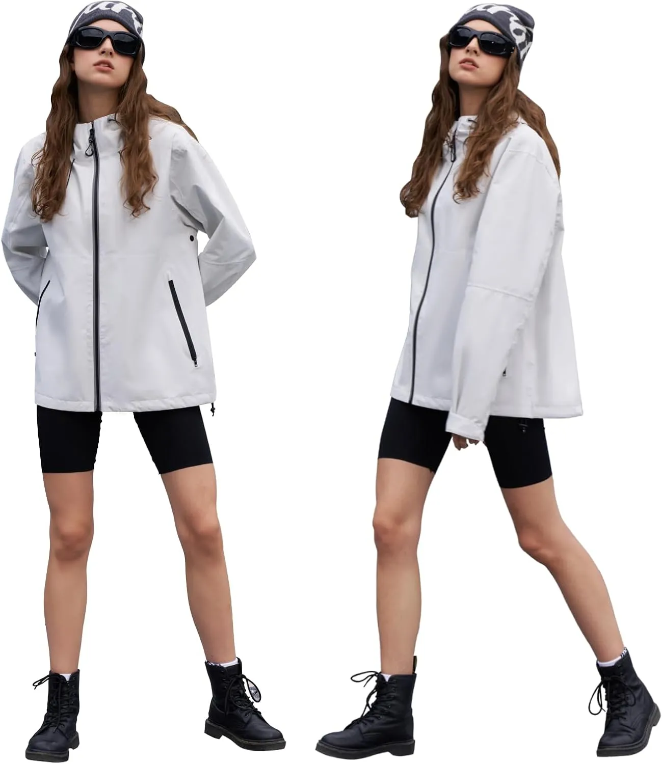 HALO RAIN Rain Jacket for Women Waterproof Lightweight Hooded Raincoat with Pocket Windbreaker Jacket for Mountain Hiking