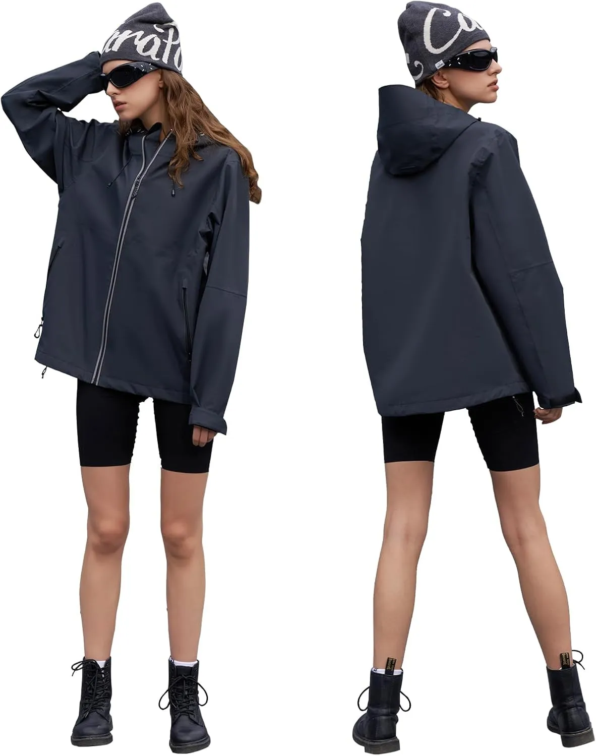 HALO RAIN Rain Jacket for Women Waterproof Lightweight Hooded Raincoat with Pocket Windbreaker Jacket for Mountain Hiking