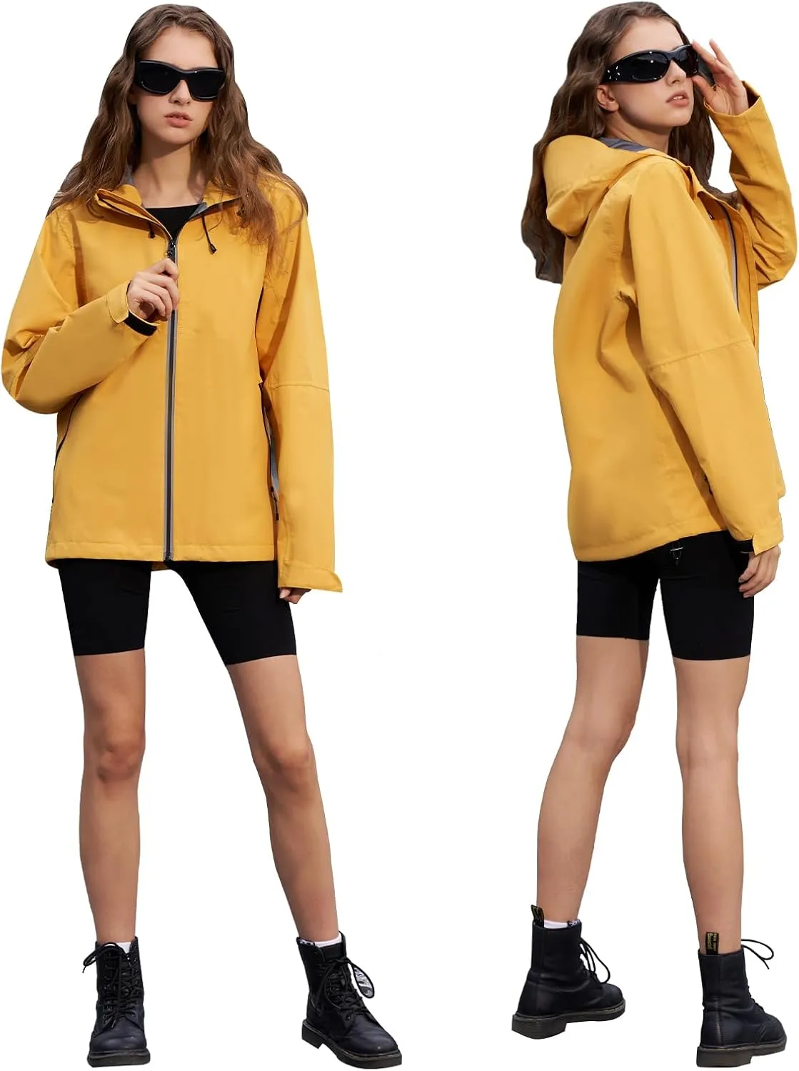 HALO RAIN Rain Jacket for Women Waterproof Lightweight Hooded Raincoat with Pocket Windbreaker Jacket for Mountain Hiking
