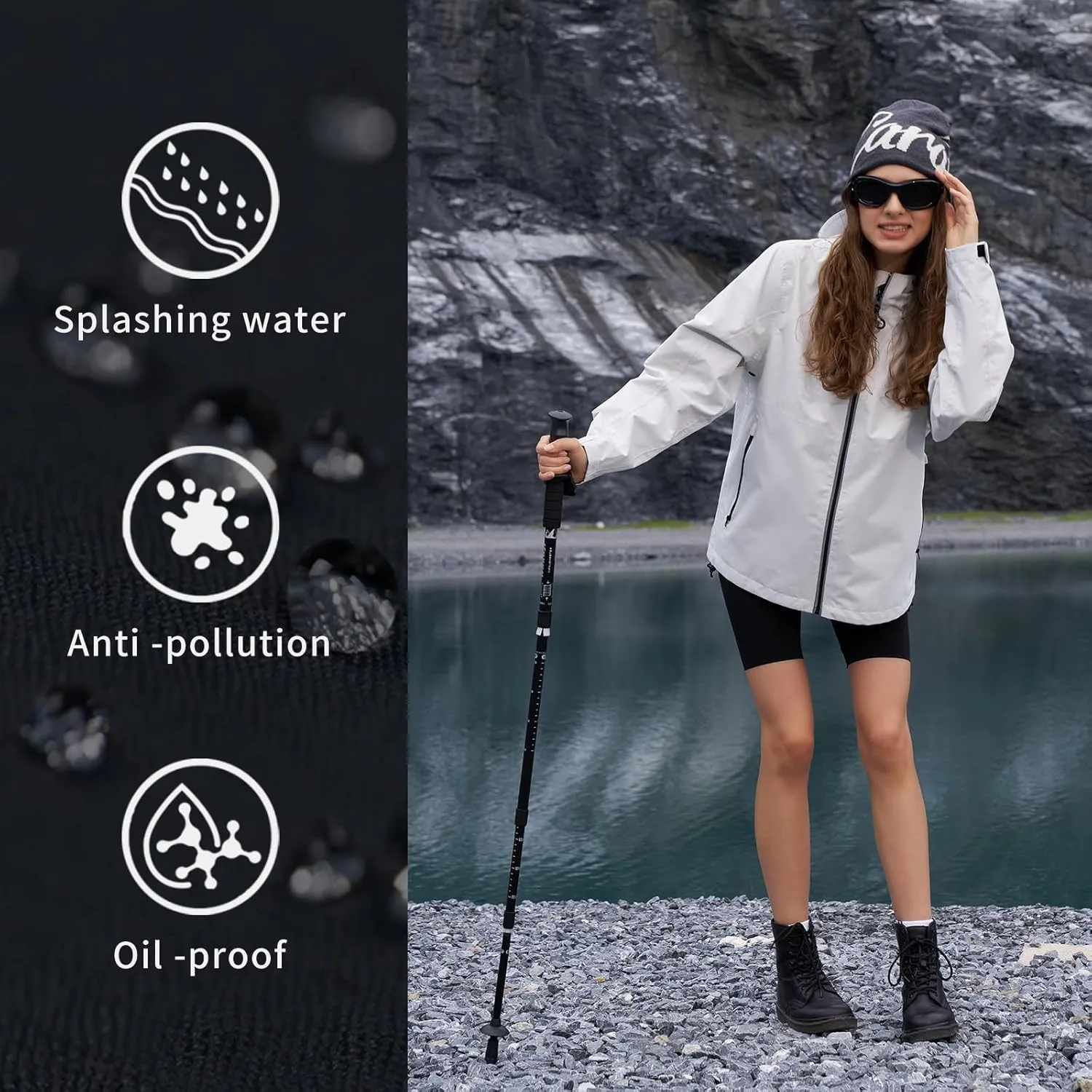 HALO RAIN Rain Jacket for Women Waterproof Lightweight Hooded Raincoat with Pocket Windbreaker Jacket for Mountain Hiking