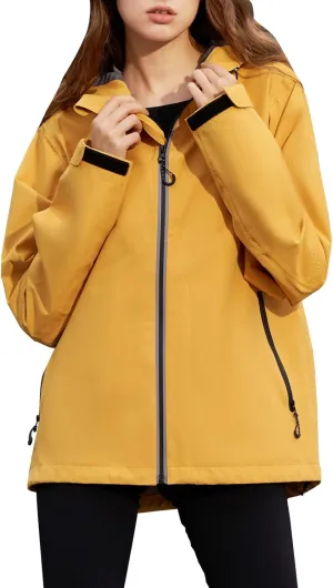 HALO RAIN Rain Jacket for Women Waterproof Lightweight Hooded Raincoat with Pocket Windbreaker Jacket for Mountain Hiking