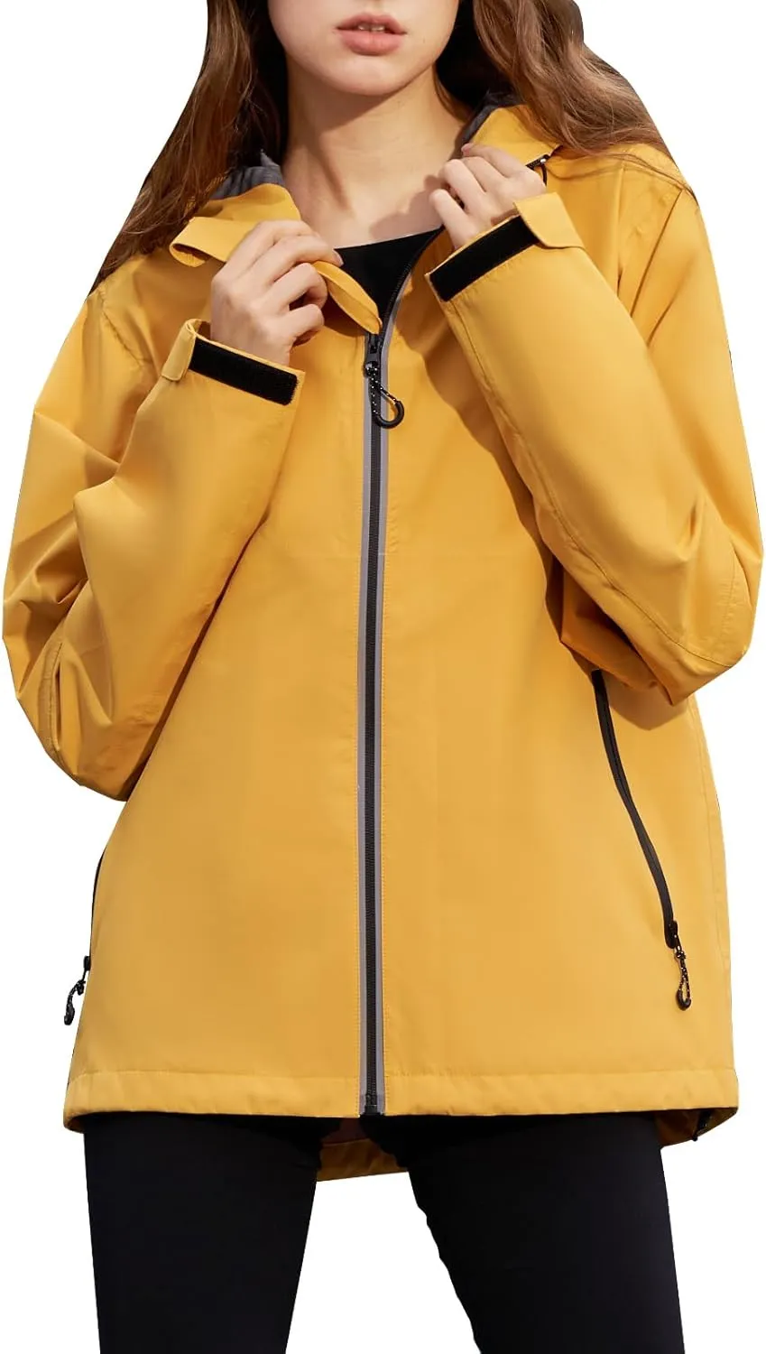 HALO RAIN Rain Jacket for Women Waterproof Lightweight Hooded Raincoat with Pocket Windbreaker Jacket for Mountain Hiking