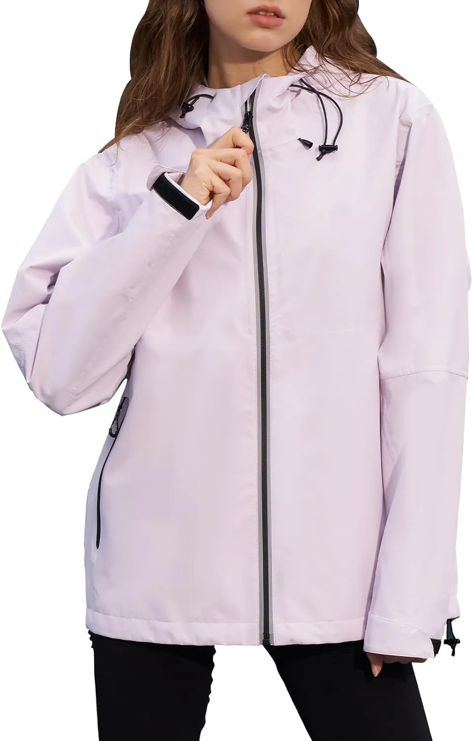 HALO RAIN Rain Jacket for Women Waterproof Lightweight Hooded Raincoat with Pocket Windbreaker Jacket for Mountain Hiking