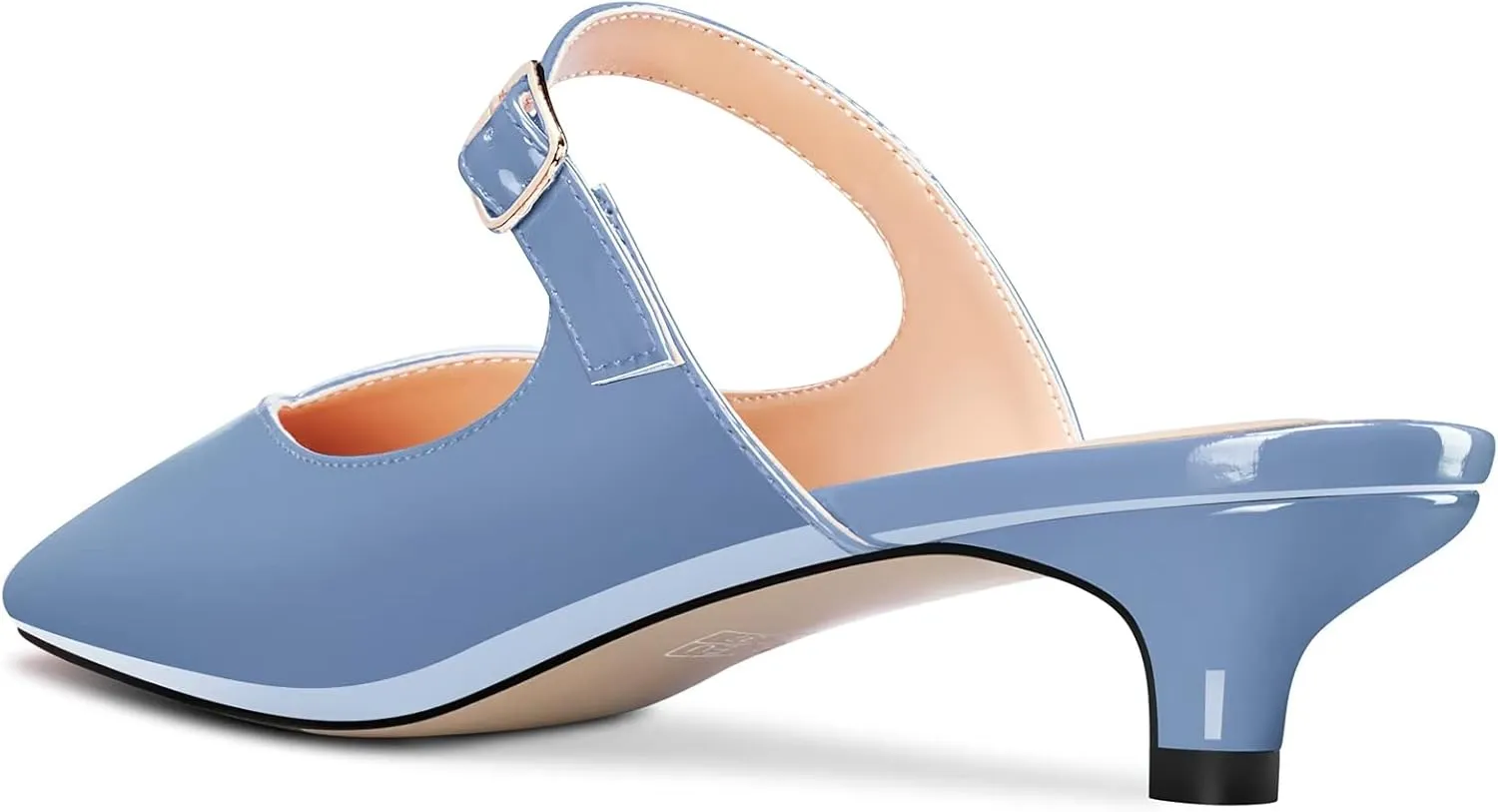 HDEUOLM Women Low Kitten Heel Square Toe Pumps Slingback Slip-on Casual Basic Classic Mules Shoes
