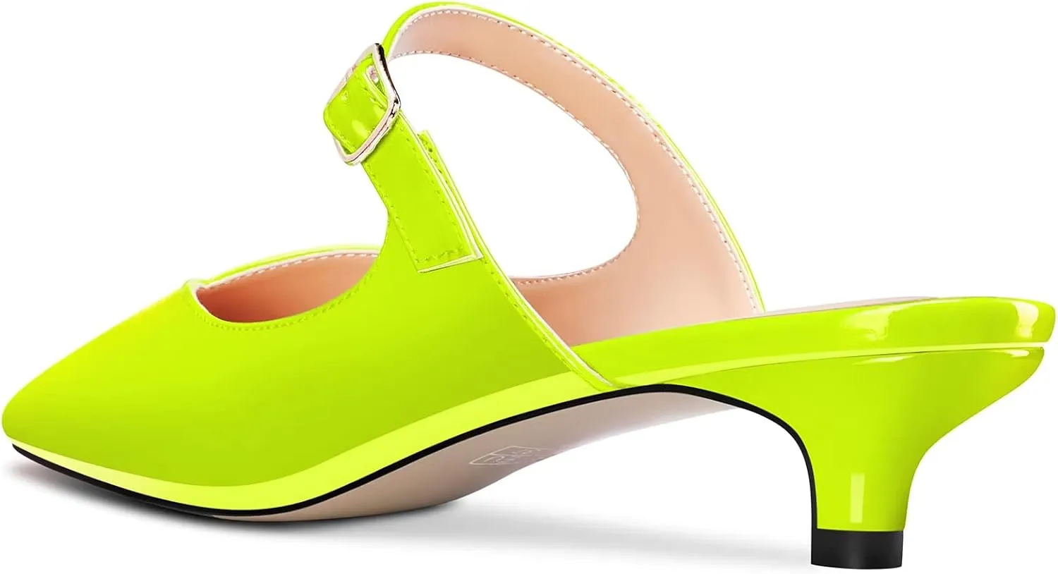 HDEUOLM Women Low Kitten Heel Square Toe Pumps Slingback Slip-on Casual Basic Classic Mules Shoes