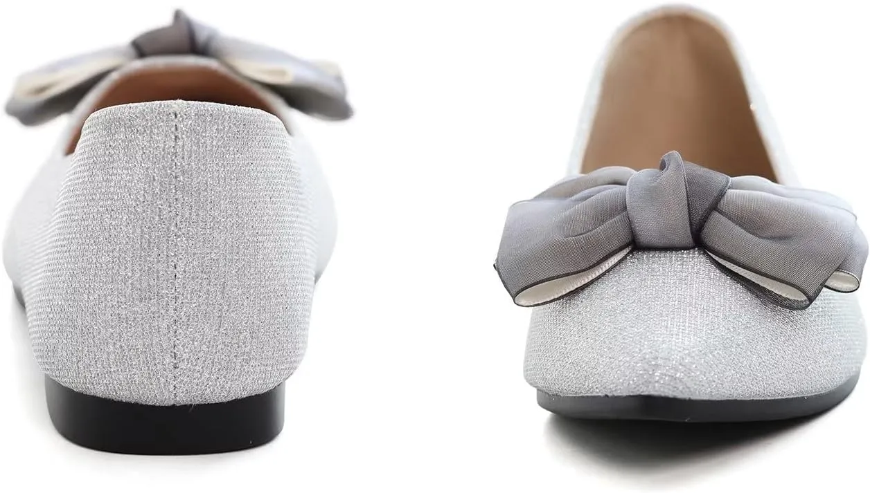 Hee grand Bowknot Pointed Toe Ballet Flats for Women Comfort Slip-On Loafers Work Flats Retro Plaid Dress Shoes