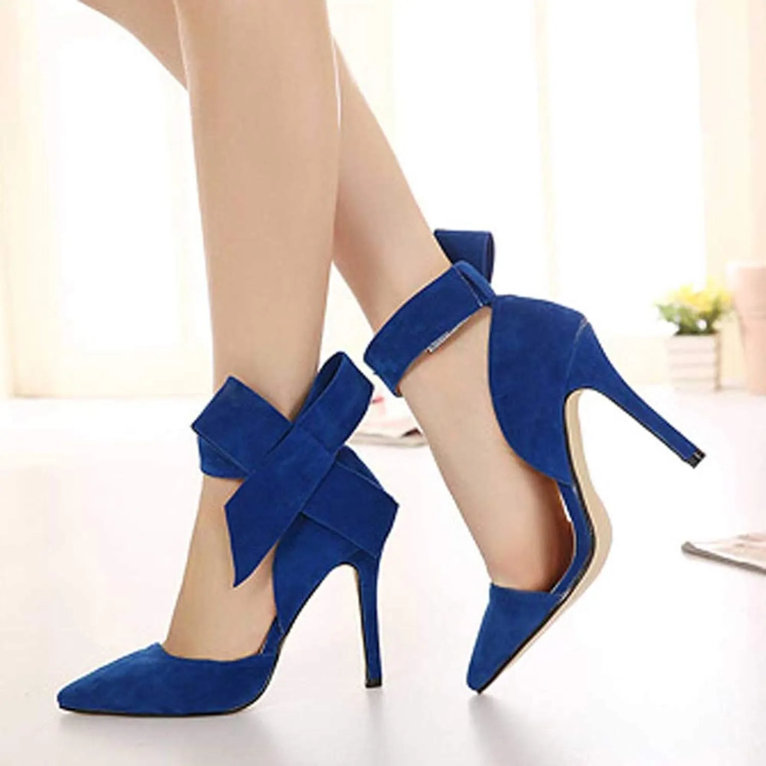 Heels Fashion Pointed Big Temperament Summer Bow Color Solid High Ladies Women's sandals Woman Summer Sandals