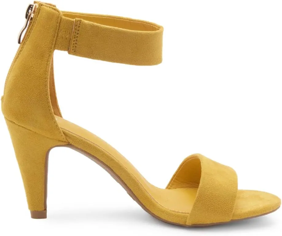 Herstyle RROSE Women's Chunky Low Heels Open Toe Ankle Strap Heeled Sandals with Back Zipper Dressy Pumps Shoes for Wedding Prom Party Office