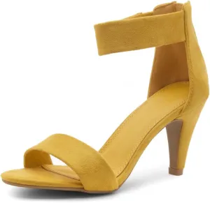 Herstyle RROSE Women's Chunky Low Heels Open Toe Ankle Strap Heeled Sandals with Back Zipper Dressy Pumps Shoes for Wedding Prom Party Office
